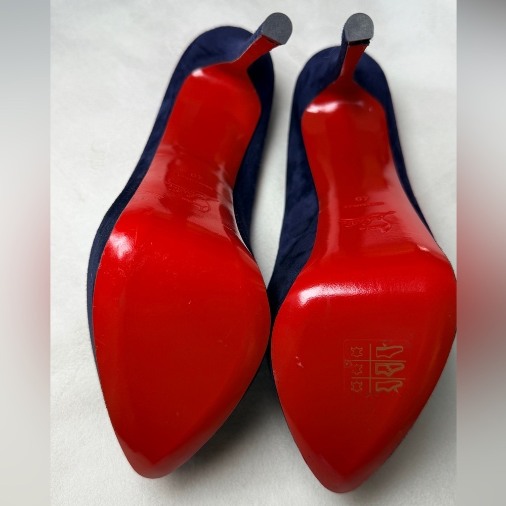 Christian Louboutin Lady 160 mm Pumps Navy Blue Suede Platform Heels Size EU 40 - Picture 8 of 15